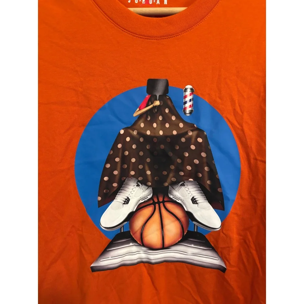 Jordan Artist Series Flight Graphic T-Shirt Mens Small Orange Barber